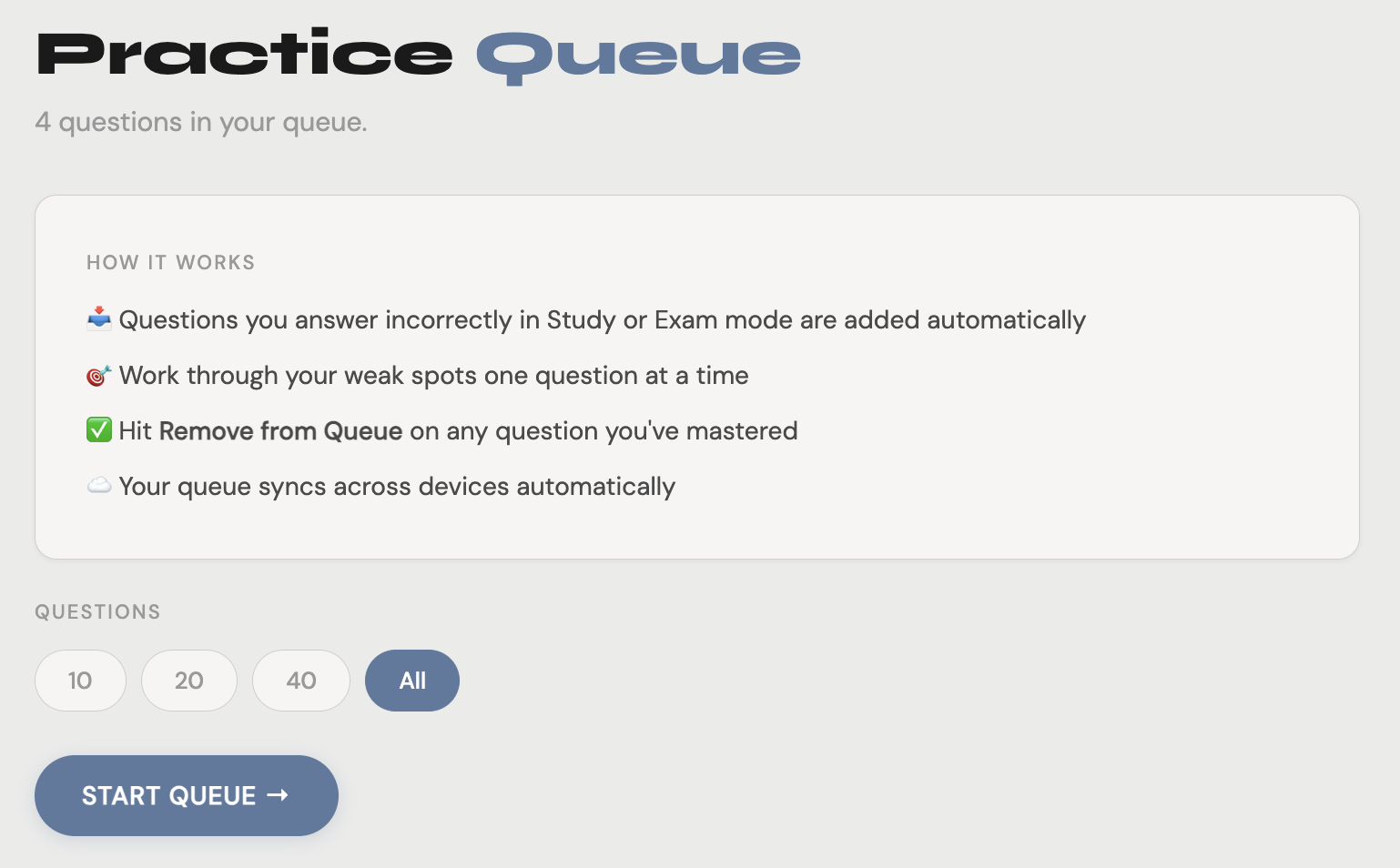 IREXmate practice queue